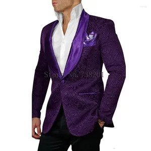 Men's Suits 2023 Slim Fit Suit Jacket White Tuxedos Mens Floral Blazer Designs Paisley Men Wedding Fashion Male