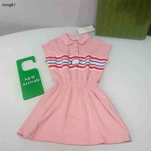 Marca meninas vestido rosa carta roupas do bebê crianças saia de verão luxo vestidos polo roupas infantis