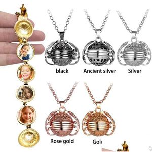 Colares Pingente Dobrável 4 Po Locket Magic Expanding Pos Memorável Colar Medalhão Asas de Anjo Coração 6 Cores Gota Entrega Jóias Dhmcr