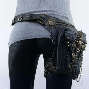 Bel çantaları unisex steampunk kadın bacak çantası retro rock fanny paketi erkekler için taktik binicilik motosiklet gotik haberci omuz279v