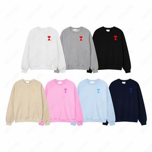 France Pairs Crewneck Sweater Heart Embroidery Unisex Hoodies and Sweatshirt Crew Neck Sweatshirt Man Plus Size Pullovers Solid Color Sweaters Thick Cotton Tops