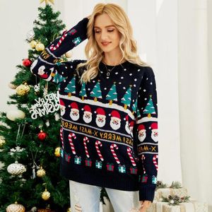 Kvinnors tröjor Autumn and Winter Crowd Design Christmas Tree Knitwear Pullover Little Snowman Thick Sweaters2023