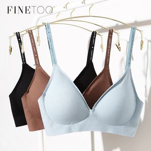 Bras Finetoo 35pcsset mulheres sem fio sutiã profundo v acolchoado bralette sxl na moda listra tricô sexy senhoras sutiã roupa interior 231027