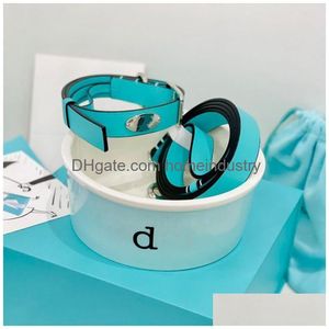Designer Dog Collars Leash Set Brand Bowl For Small Medium Dogs Soft Leather Collar Breathable Heavy Duty Pet Chain With Adjustable Me Dh2Xf