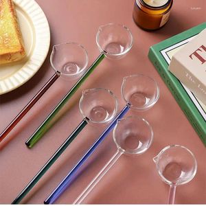 Tea Scoops Spot Long Handle Colored High Borosilicate Glass Spoon Transparent Round Head Pointed Mouth Large Seasoning Soup Spo