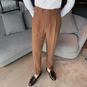 Men's Suits Sophisticated Dress Pants For Men Straight-leg Trousers Classic Office Slim Fit High Waist Vintage Formal