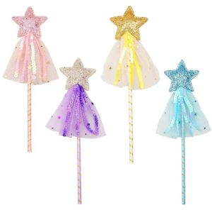 Fairy Glitter Magic Wand With Sequins Tassel Party Favor Kids Girls Princess Dress-up Costume Scepter Role Play Birthday Holiday Gift Bag Filler 1028