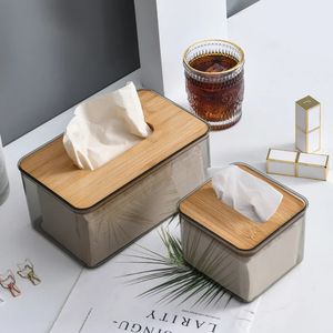 Toilet Paper Holders Minimalist Wooden Tissue Box Cover Holder Organizer Modern Desktop Transparent Rectangular Bamboo Dispenser 231027