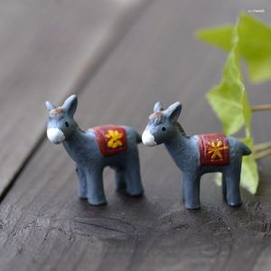 Dekoracyjne figurki sztuczne zwierzęcia osioł miniaturowy bajki domowe domy ogrodowe dekoracja mini rzemieślnicze mikro krajobraz dekoracje