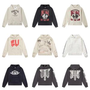 Hoodies Tasarımcısı Hoodie Vintage Foam Sweatshirt Kişiselleştirilmiş Baskı Terry Bez Nakış Gevşek Çizme Sıkıntılı Yüksek Sokak Grafik