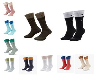 Erkek çorap kadın spor çorap lüks çoraplar çift katmanlı renk dikişli pamuk erkek kadın çorapları boyutu 19 renk seçimi