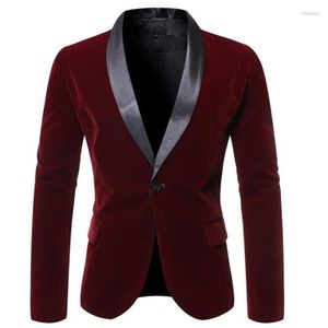 Mäns kostymer Herrens Autumn Winter Korean Suit Mens Velvet Jacket Plus Size Host Show Casual Contrast Stitching Clothes Traje de Hombre