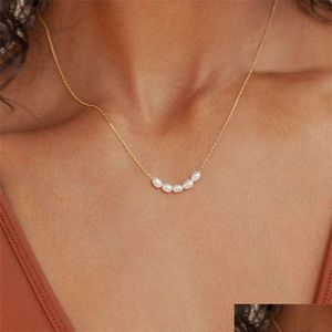 Semplice 5 Crea perle Collane girocollo Gioielli da sposa per sposa Collana girocollo da donna in colore oro Regalo per feste femminili Drop Deliv Dhgarden Otbwy