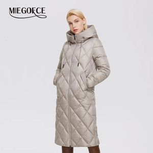 Kadınlar Down Parkas Miegofce Kış bayanlar ceket uzatılmış stil kadın yastıklı parka kalınlaşmış sıcak pamuk ceket d21845 231027