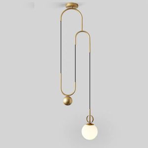 Pulley pendant pendant nordic light restaurant pendant light designer creative personality bar gold lifting glass ball lamps