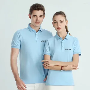 Herrpolos vanlig polo skjortor män kvinnor team arbetar bomull polyester kort blå topp tees logo grossistan anpassning