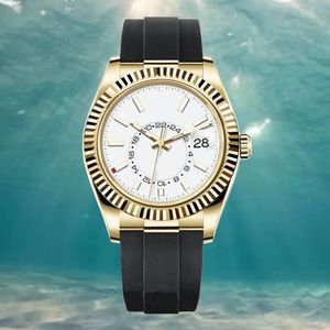 Mens Reloj relógios Movimento Automático de Aço Pequeno Mostrador Calendário de Safira 41mm reloj Segunda função de fuso horário Relógio Inoxidável Sky morador Montre De relógios de luxo