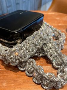 Väska delar Tillbehör Kristall Shiny Rhinestone Diamond Bling Woven Handmade rem för handväska Purse Crossbody Bag Rem Glitter Belt Bag Accessories 231027