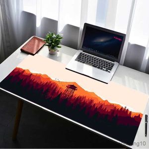 Mouse pads pulso floresta profunda firewatch gamer mousepad tapete grande bloqueio borda teclado 70x30cm tapete de mesa para r231028