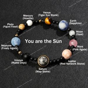 Galaxy Układ słoneczny Bransoletka Mężczyzna wszechświat Nine Planets Stone Stars Stars Earth Moon Bracelets dla kobiet mody para biżuterii biżuterii