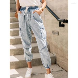 Jeans da donna Pantaloni Harem retrò casual da donna Fidanzato Mamma Plus Size Elastico in vita Grande denim lavato sciolto