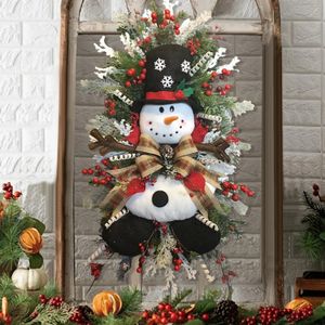 Decorações de natal decoração boneco de neve swag grinalda pendurado ornamentos porta da frente parede feliz árvore 231027