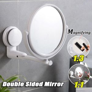 Oggetti decorativi Figurine Specchio cosmetico pieghevole girevole a 360 ° Senza perforazione Ingrandimento Bagno Montaggio a parete Rasatura HD Drop Consegna Dhyvl