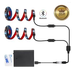 Şeritler USB LED Şerit RGB Değiştirilebilir TV Arka Plan Aydınlatma Bluetooth Uygulama Pil Partılı Esnek Işık 1M 2M 2x50cm