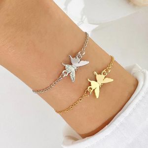 Link Bracelets ZOVOLI Stainless Steel Butterfly Charm Bracelet Women Gold Color Figaro Chain Trendy Wedding Jewelry Gift Wholesale