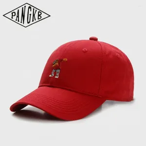 Ball Caps Pangkb markası Dabbin Crew Curved Cap Cartoon Bear Red Beyzbol Erkekler Erkekler Yetişkin Açık Mekan Günlük Güneş Ayarlanabilir Snapback Hat