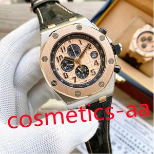 Men's Quartz Movement 42mm size rubber watch with double-sided sapphire glass Chronograph working steel case Fashion men's watch