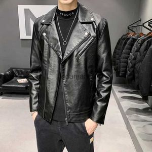 Jaquetas masculinas Nova motocicleta piloto jaqueta de couro marca de moda homens designer punk vento oblíquo zíper design masculino jaqueta de couro casaco S-5XL YQ231028