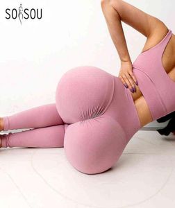 SOISOU New Yoga Pants Women Leggings For Fitness Nylon High Waist Long Pants Women Hip Push UP Tights Women Gym Clothing H2204294530541