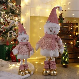 Decorações de Natal Boneca de Natal Rosa Stretchable Papai Noel Boneco de Neve Pernas Longas Bonecas de Pé Brinquedo Decoração de Natal Ornamento Crianças Presente 2024 Navidad 231027