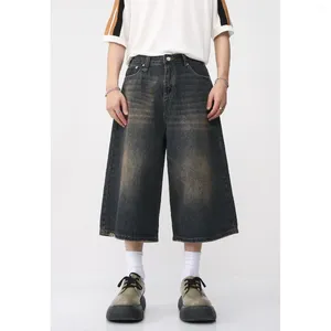 Männer Jeans 2023 Sommer Koreanische Lose Anliegende Breite Bein Retro Vintage Ausgestellte Capris Casual Denim Hosen