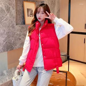 Women's Vests 2023 Winter Chalecos Para Mujer Jacket Women Long Korean Stand-up Collar Cotton Waistcoat Female Red