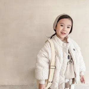 Piumino invernale per ragazze Giacca imbottita in cotone Pile per bambini Addensare Beige Caffè Abbigliamento Capispalla per bambini E122662