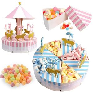 Envoltura de regalo 1 juego Cajas de dulces de carrusel para favores de boda Decoración de fiesta de cumpleaños para niños Regalos presentes Caso Contenedor de dulces 231027