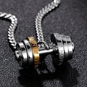 Round Dumbbell Necklaces Women Mens Stainless Steel Couple Fitness Jewelry for Neck Fashion Christmas Valentines Day Gifts for Girlfriend Wholesale