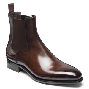 Buty Chelsea Men Buty pu brązowy moda wszechstronna biznes swobodny brytyjski styl uliczny noszenie klasyczna kostka 231027