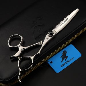 Scissors Shears 6.0 "440C rotating handle hairdressing scissors Flat cut bangs clipper delivery bag 231027