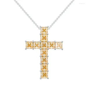 Ketten P3-0059 Lefei Mode Trendy Luxus Klassische Moissanit Design Champagner Gold 1ctx11 Kreuz Halskette Frauen 925 Silber Schmuck Geschenk