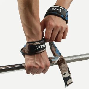 Non-Slip Camo Wrist Straps with Flex Gel Grip for Weightlifting, Bodybuilding and Fitness Training