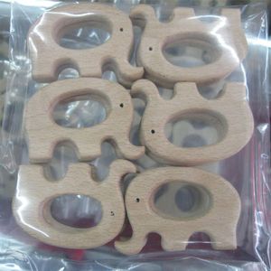 Organico incompiuto legno di faggio massaggiagengive elefante massaggiagengive clip anello ciuccio clip elefante fascino collana infermieristica fai da te Fit251b