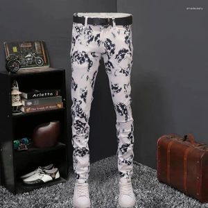 Men's Jeans Personalized Print Designer Street Pant Pantalon Homme Trendy Without Belt Punk Denim Long Pants Hip Hop