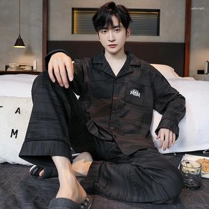 Men's Sleepwear Cotton Cardigan For Autumn Spring 2023 Fashion Homewear Young Male Pyjamas Plaid Pajamas Hombre Pijamas