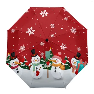 Umbrellas Christmas Snowman Sunshade Parasol Umbrella Fully-automatic Eight Strands Foldable Rain For Women Kids