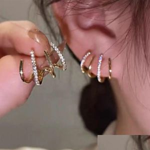 Ny Crystal Flower Drop Earrings for Women Fashion Jewelry Gold Color Rhinestones Gift Party Bästa vän Drop Delivery Dhgarden OTVS0