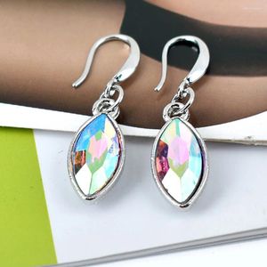 Dangle Earrings Blue Red Geometric Crystal Oval Drop Wedding Jewelry Colorful Earings Silver Color Hanging Earring