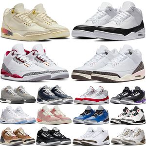 أحذية كرة السلة للرجال Jumpman 3s الكاردينال الأحمر الصنوبر الأخضر المتسابق الأزرق الرمادي الرمادي Georgetown متوسطة Royal Cement Tinker 3 Men Trainers Outdoor 36-47